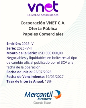 Corporación VNET C.A. | Oferta Pública de Papeles Comerciales al Portador. Emisiones 2025-IV Serie 2025-IV-II