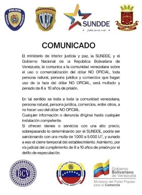 comunicado Ministerio de Comercio